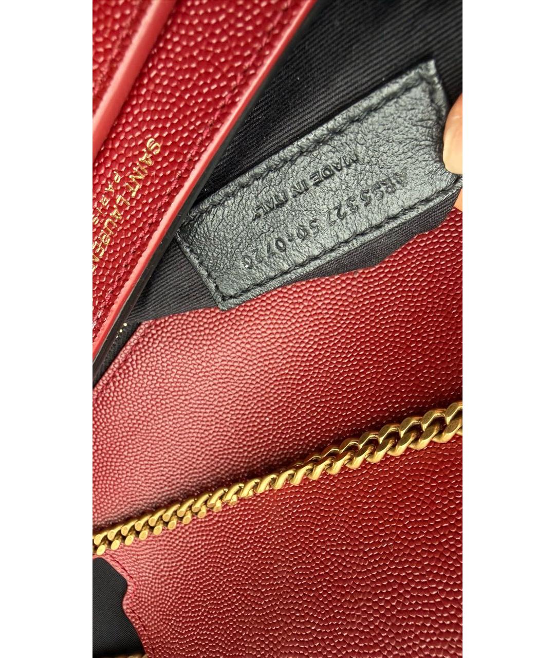 SAINT LAURENT Красная кожаная сумка через плечо, фото 8