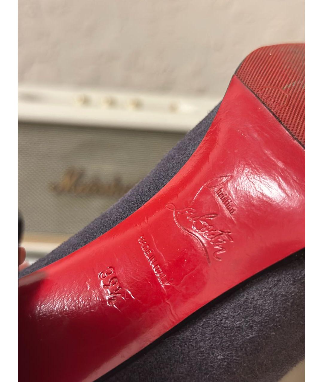 CHRISTIAN LOUBOUTIN Серые замшевые сапоги, фото 5