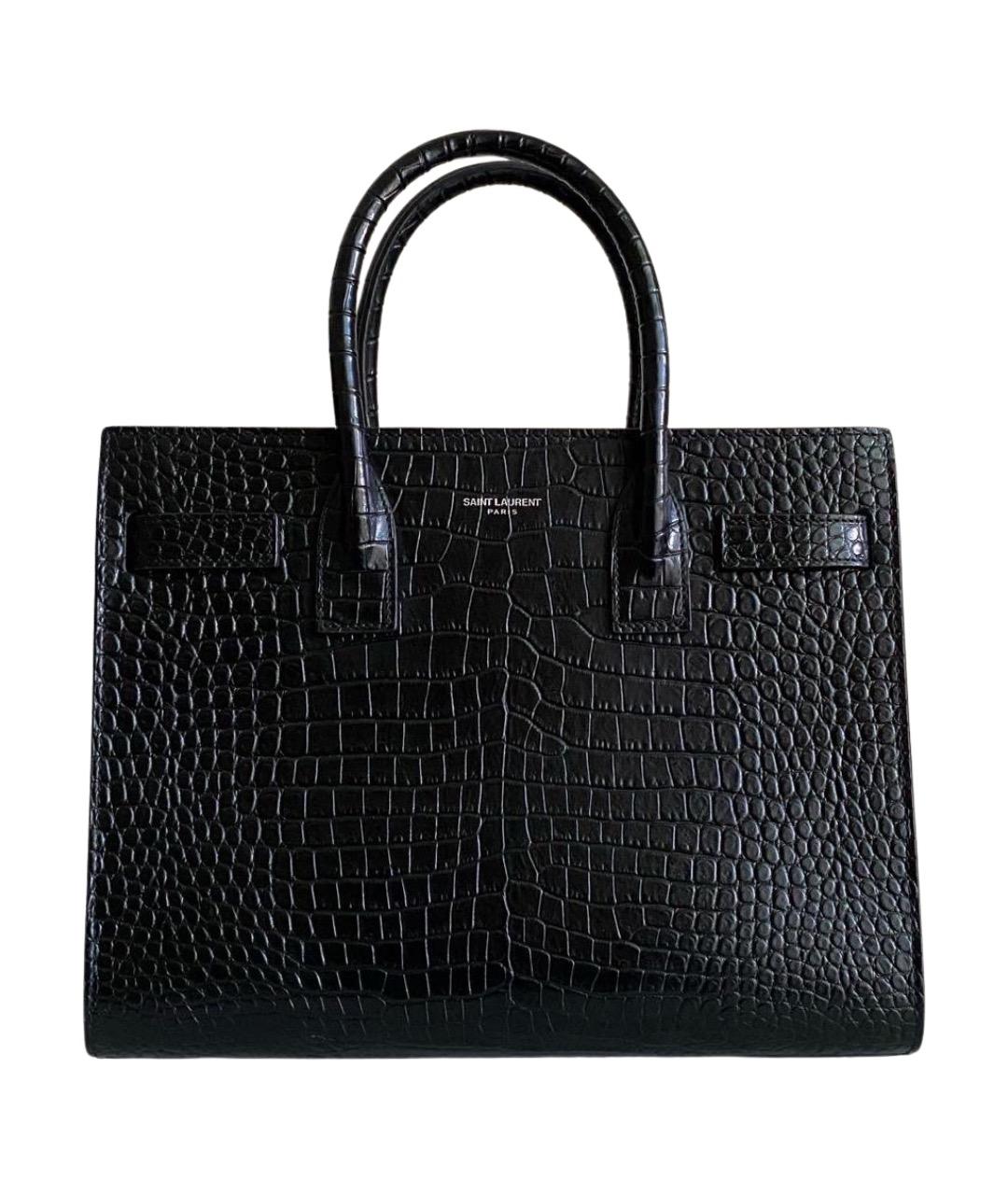SAINT LAURENT Черная кожаная сумка с короткими ручками, фото 1