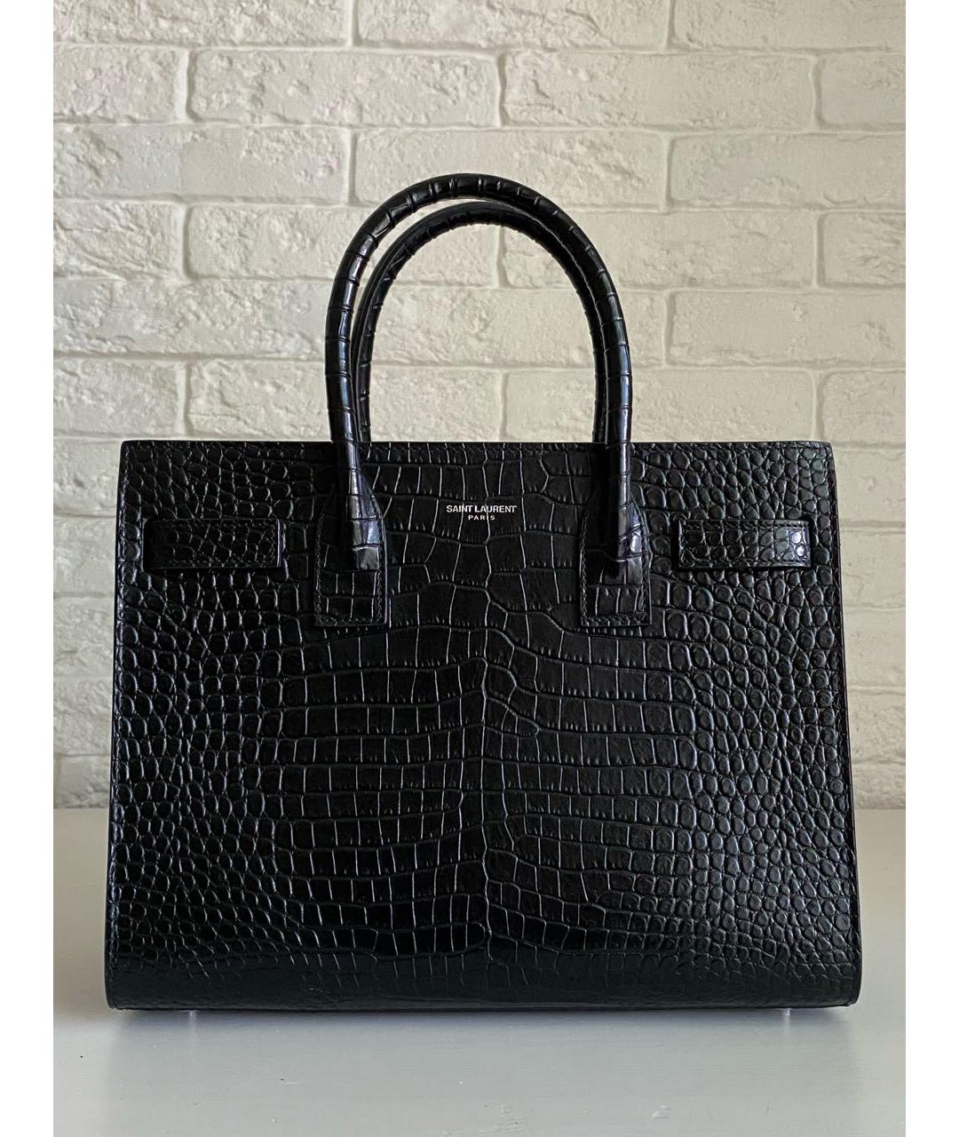 SAINT LAURENT Черная кожаная сумка с короткими ручками, фото 9