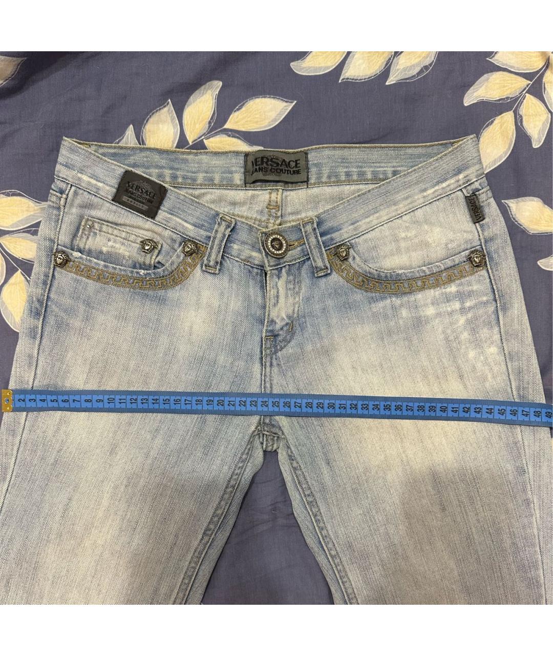 VERSACE JEANS COUTURE Голубые хлопковые прямые джинсы, фото 7
