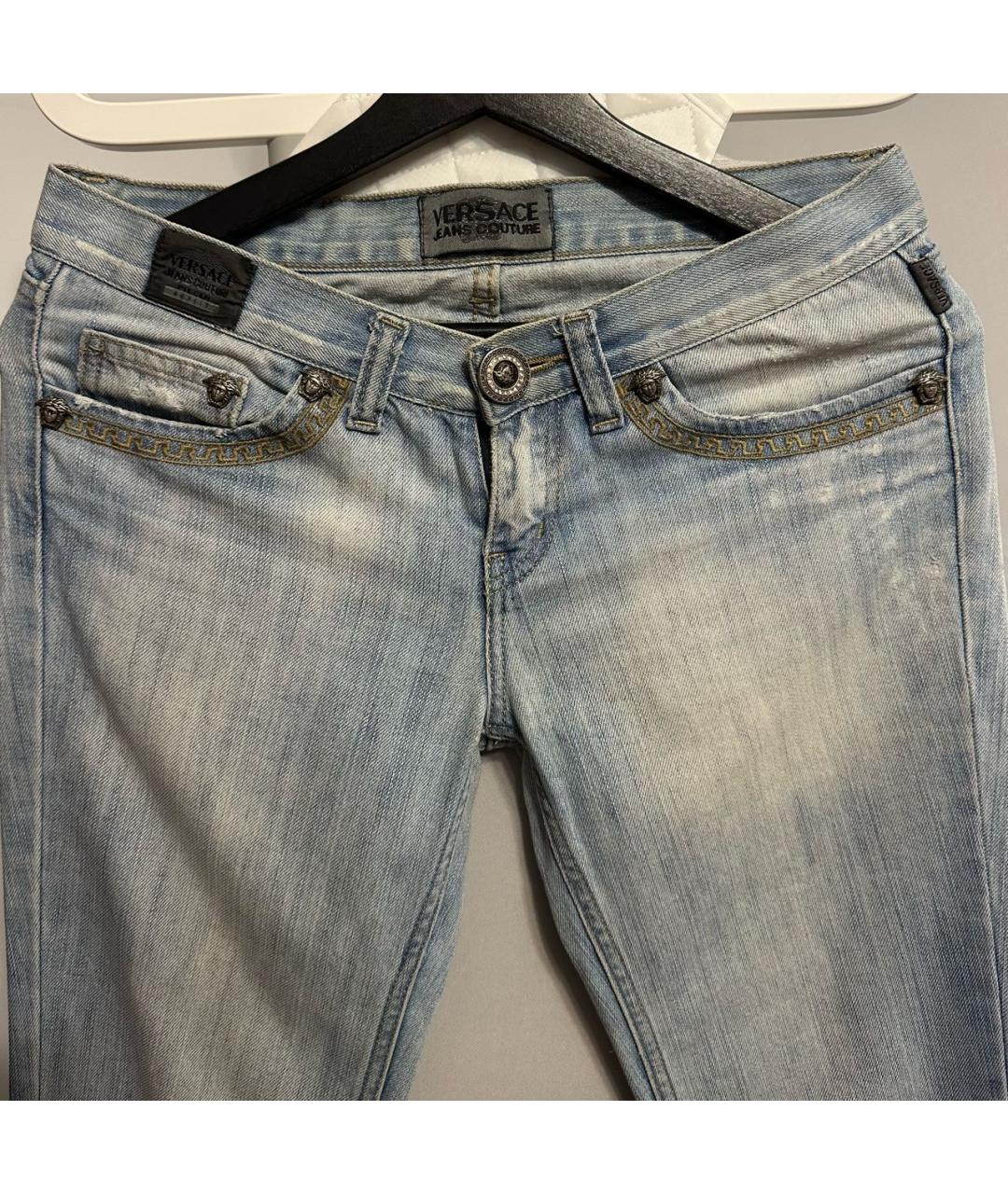 VERSACE JEANS COUTURE Голубые хлопковые прямые джинсы, фото 3