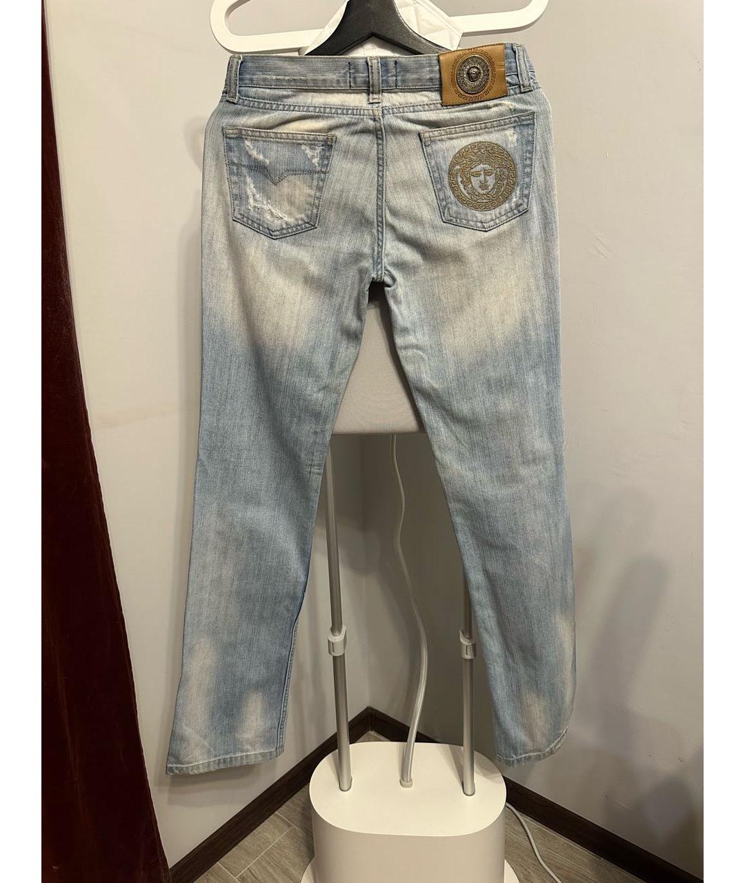 VERSACE JEANS COUTURE Голубые хлопковые прямые джинсы, фото 2