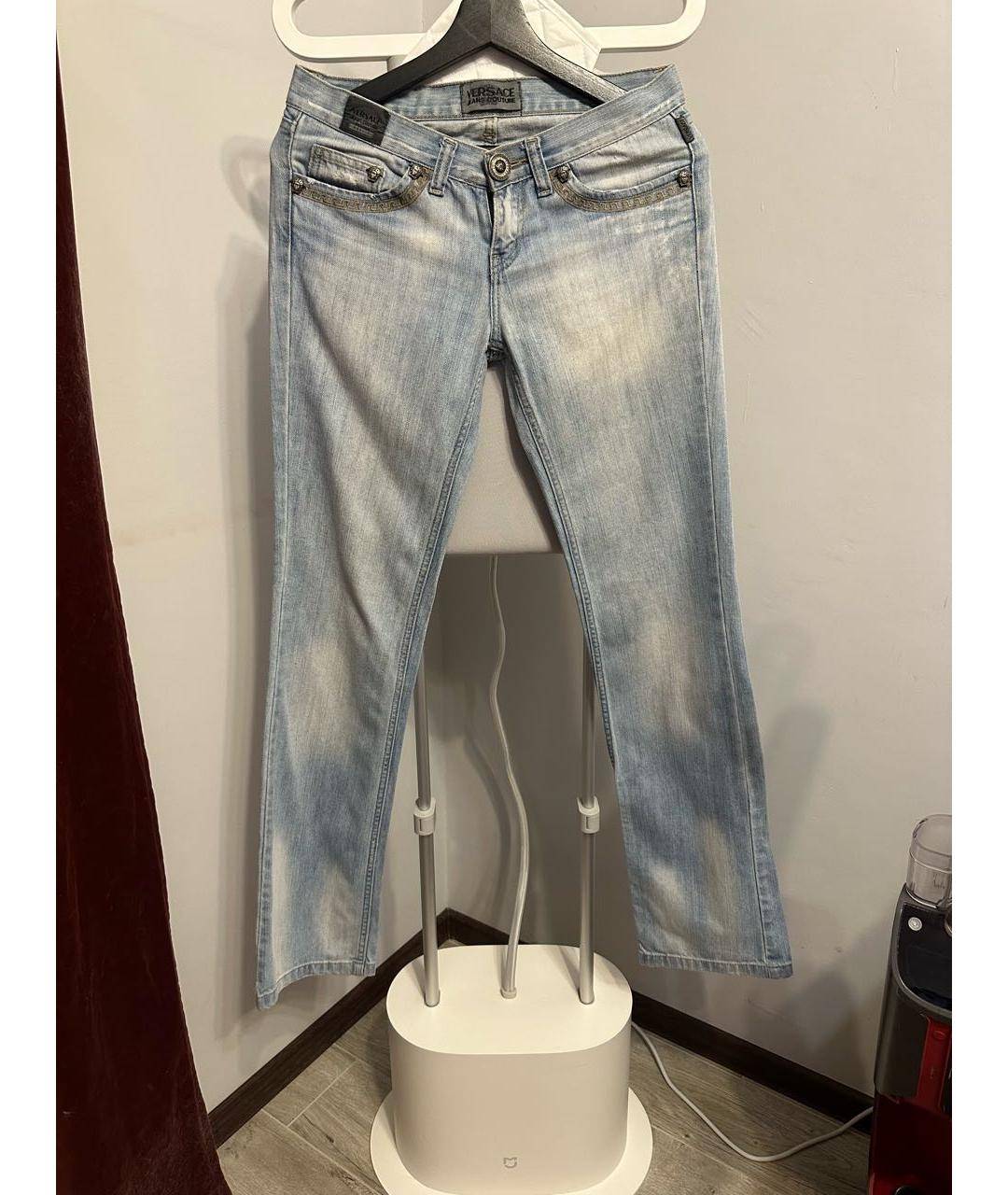 VERSACE JEANS COUTURE Голубые хлопковые прямые джинсы, фото 9