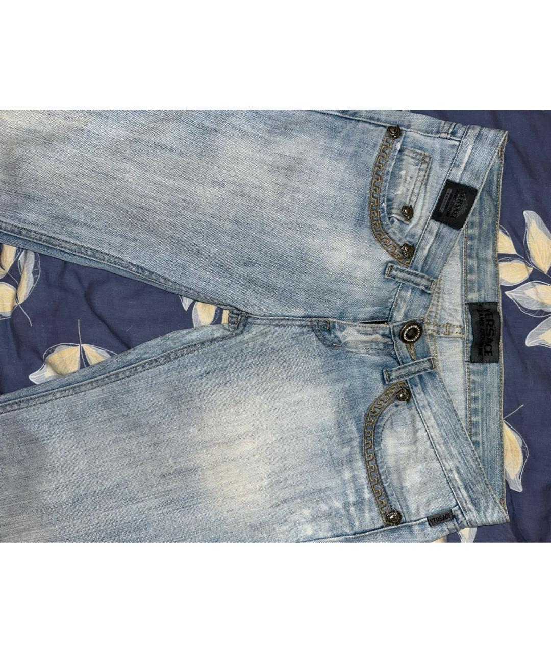 VERSACE JEANS COUTURE Голубые хлопковые прямые джинсы, фото 4