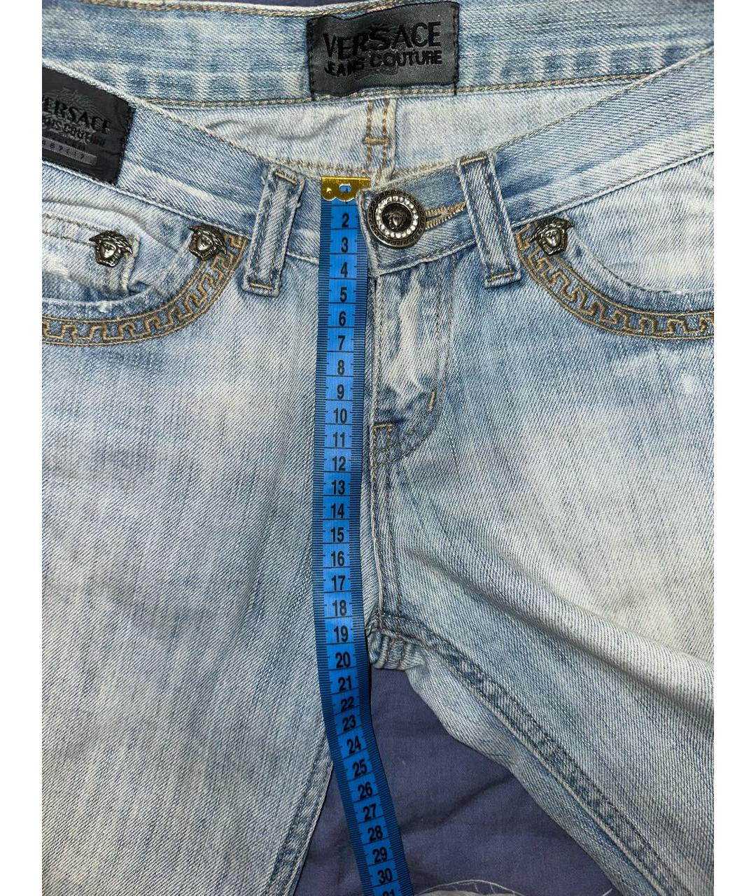 VERSACE JEANS COUTURE Голубые хлопковые прямые джинсы, фото 8
