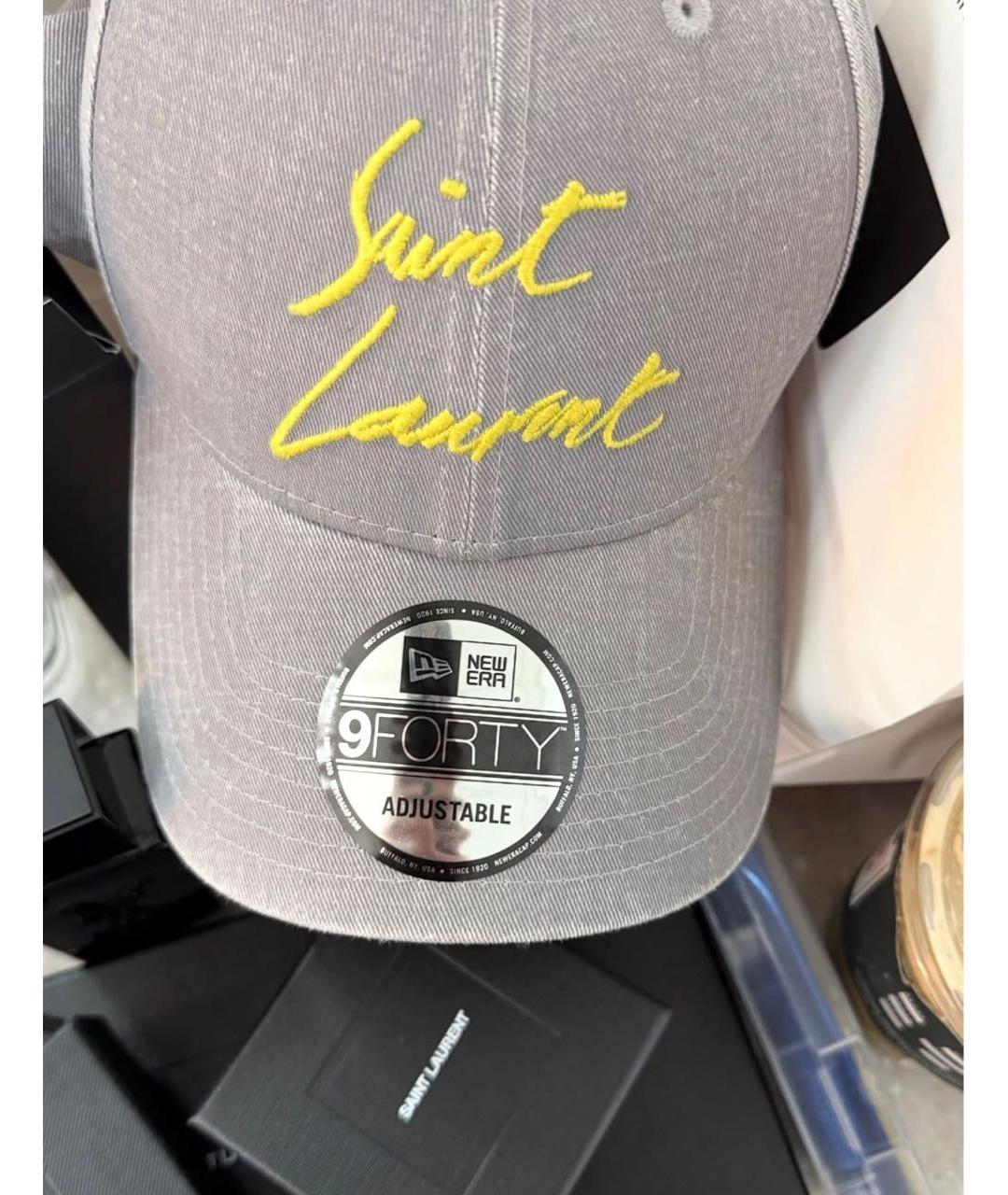 SAINT LAURENT Серая хлопковая кепка, фото 4