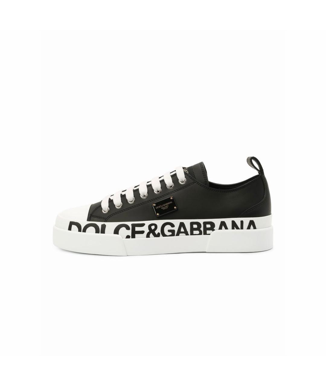 DOLCE&GABBANA Черные кожаные кеды, фото 9