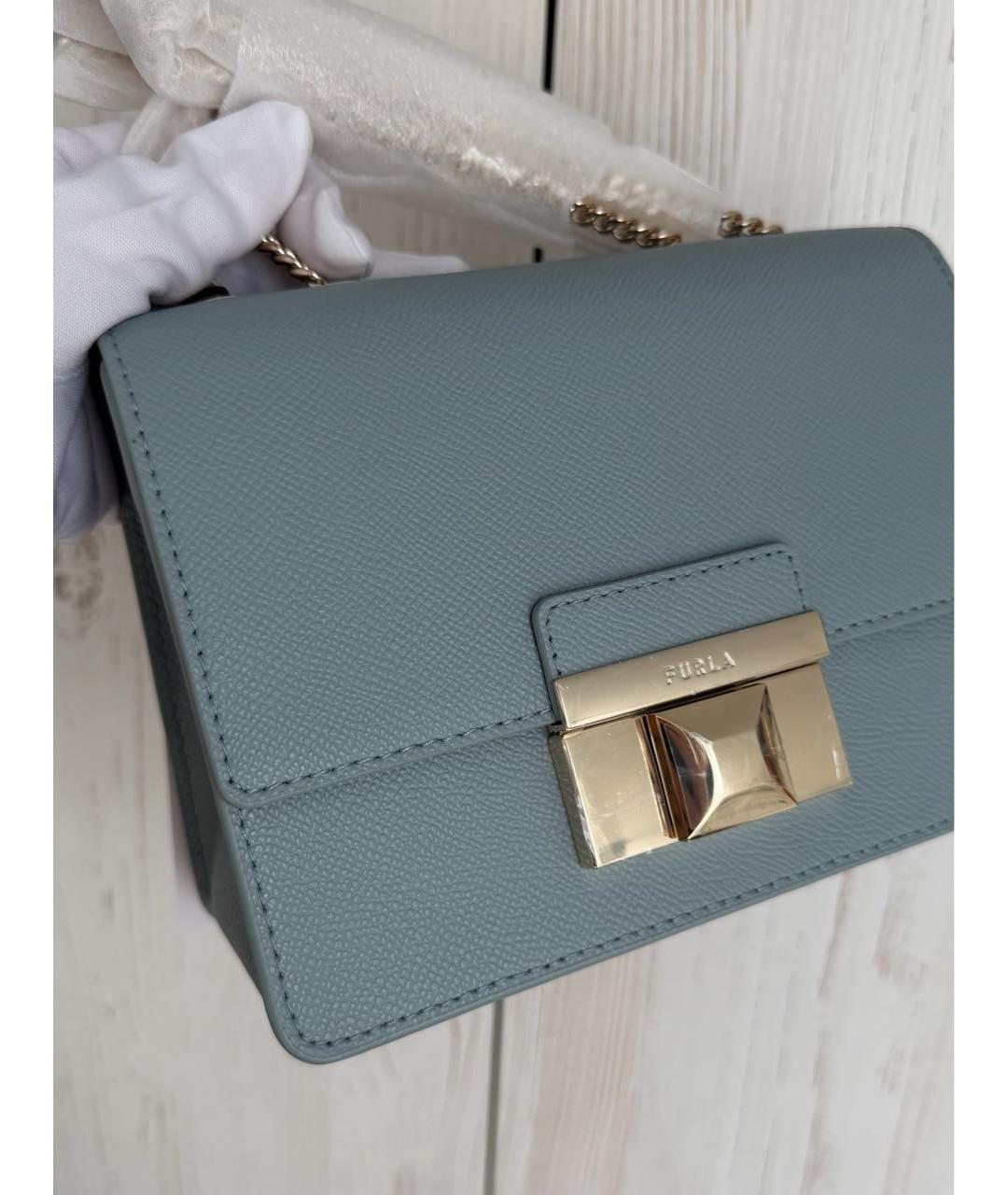 FURLA Голубая кожаная сумка через плечо, фото 5