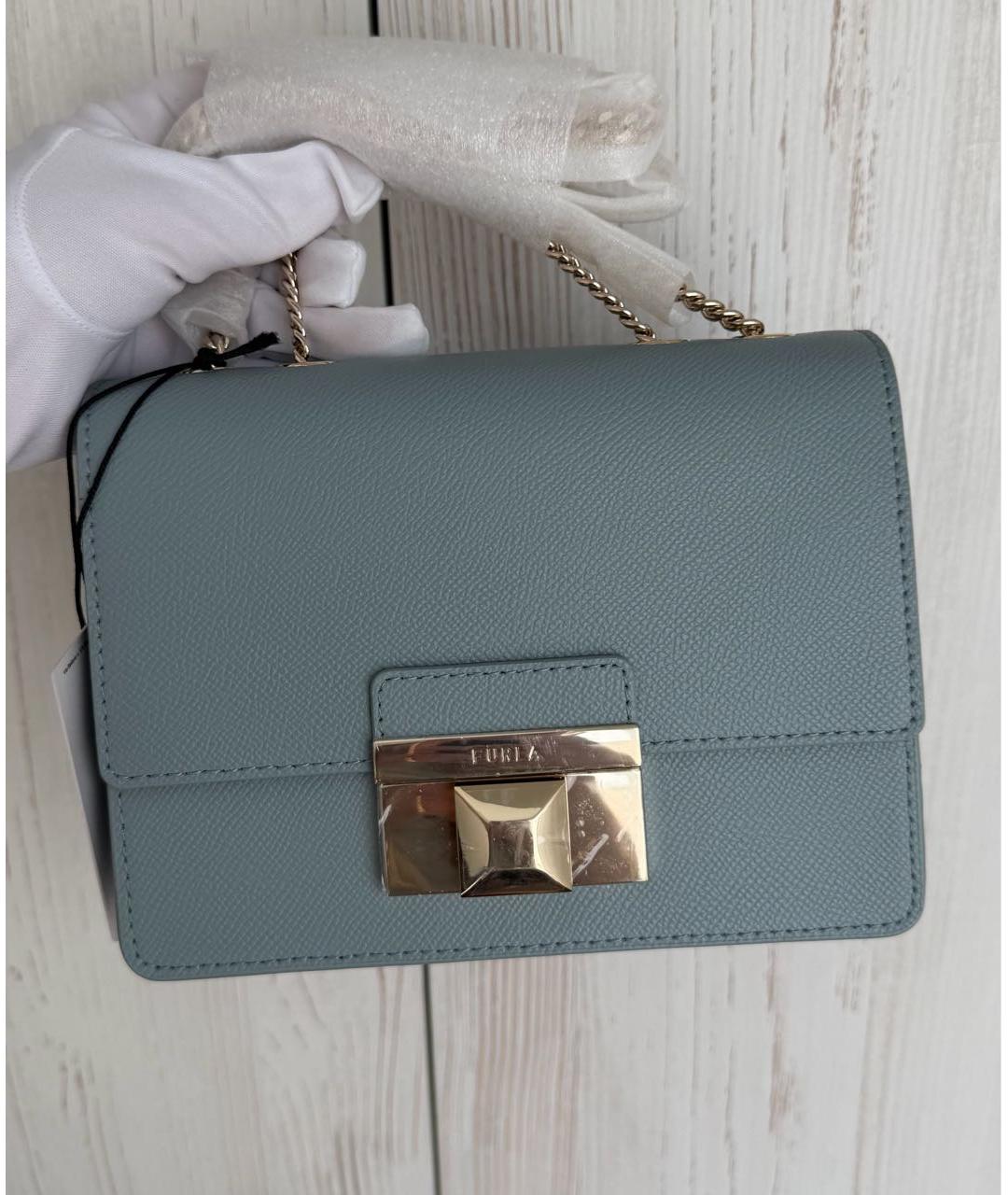 FURLA Голубая кожаная сумка через плечо, фото 3