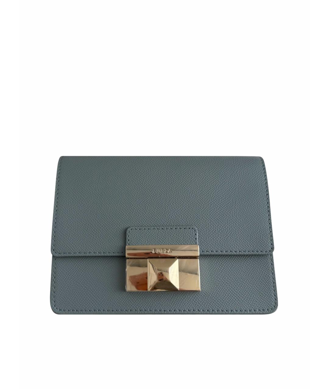 FURLA Голубая кожаная сумка через плечо, фото 1