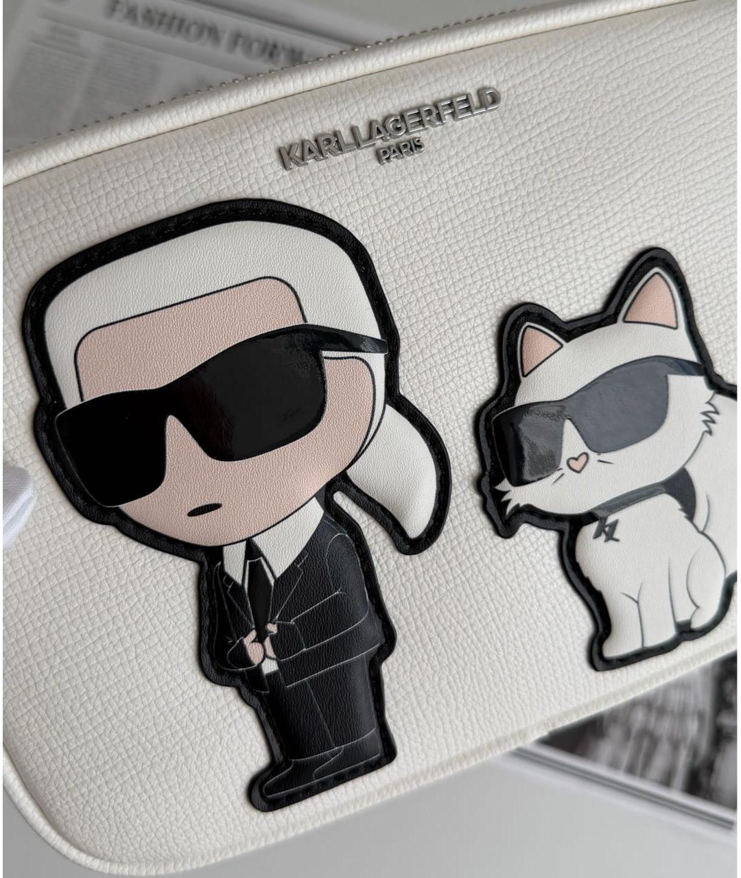 KARL LAGERFELD Белая сумка через плечо из искусственной кожи, фото 5