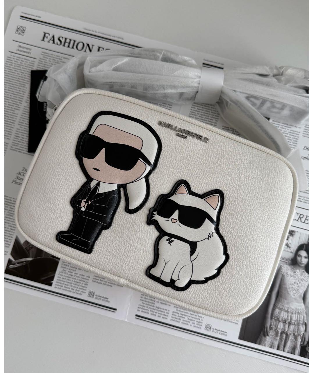 KARL LAGERFELD Белая сумка через плечо из искусственной кожи, фото 8