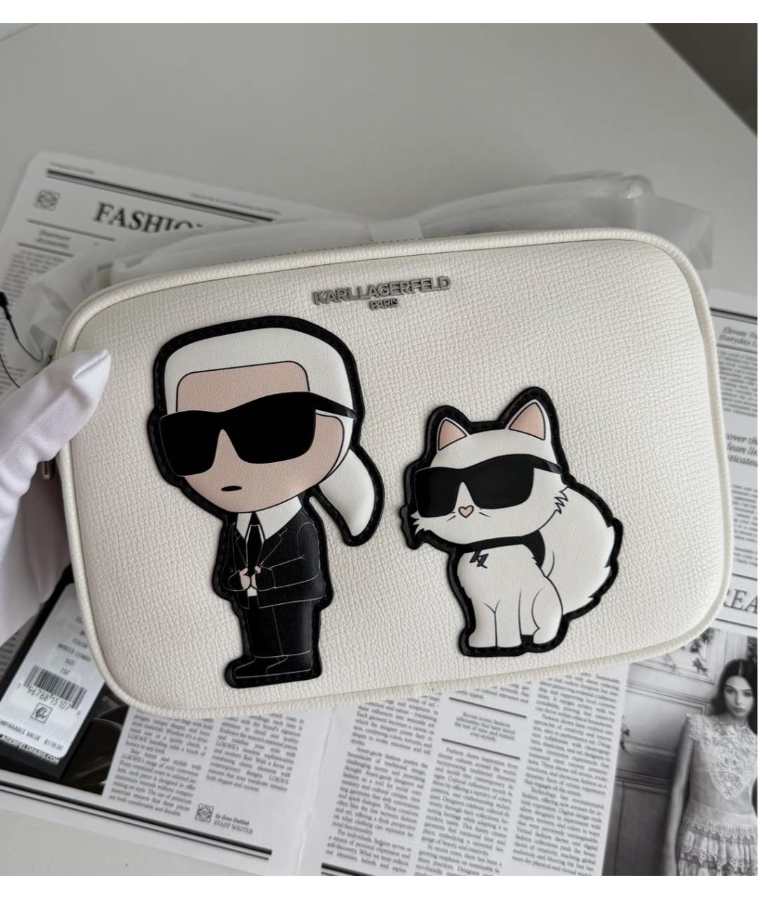 KARL LAGERFELD Белая сумка через плечо из искусственной кожи, фото 3