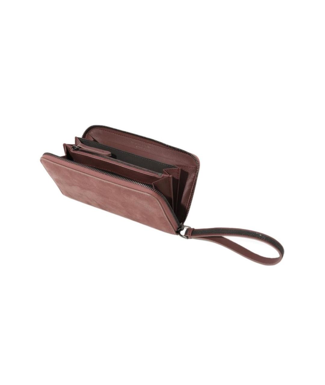 BRUNELLO CUCINELLI Розовый кожаный кошелек, фото 3