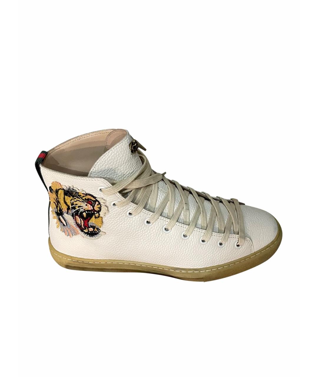 GUCCI Белые кожаные высокие кроссовки / кеды, фото 1