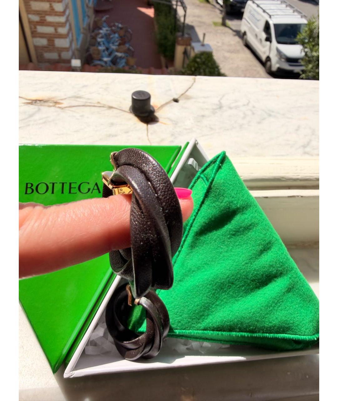 BOTTEGA VENETA Коричневые серебряные серьги, фото 4