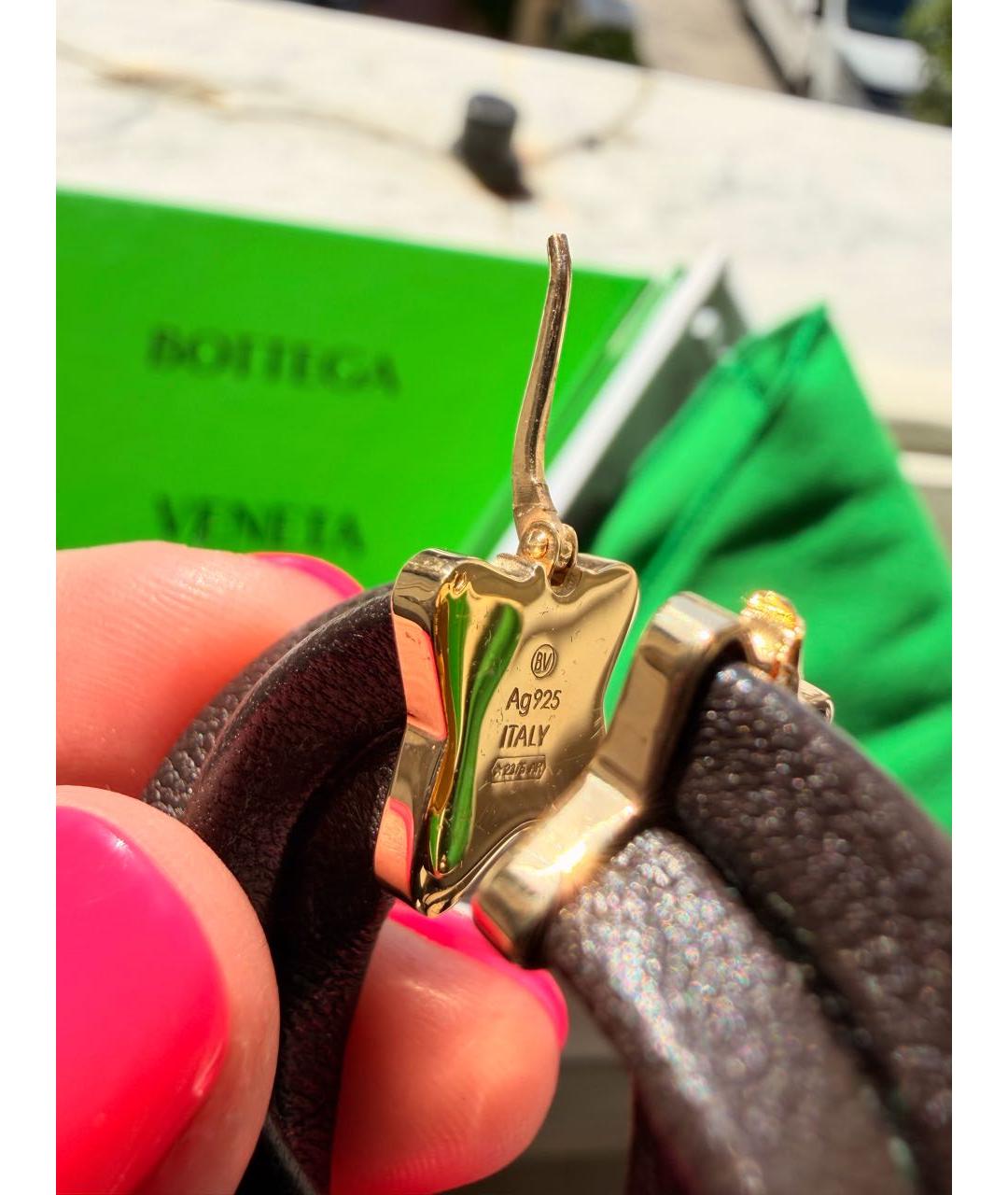 BOTTEGA VENETA Коричневые серебряные серьги, фото 5