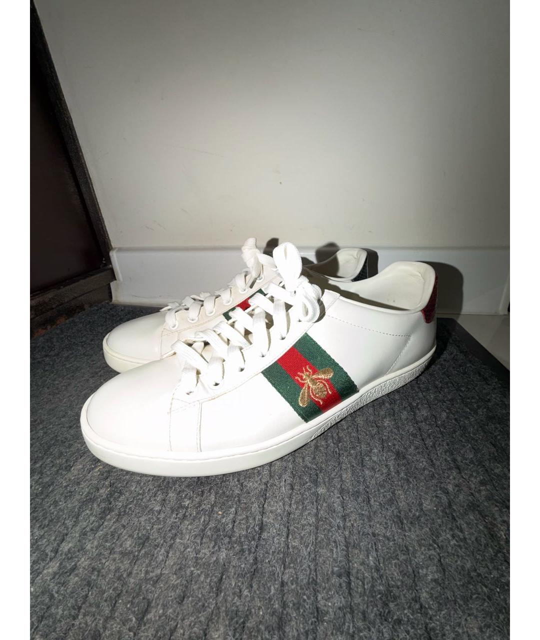 GUCCI Белые кожаные кеды, фото 5