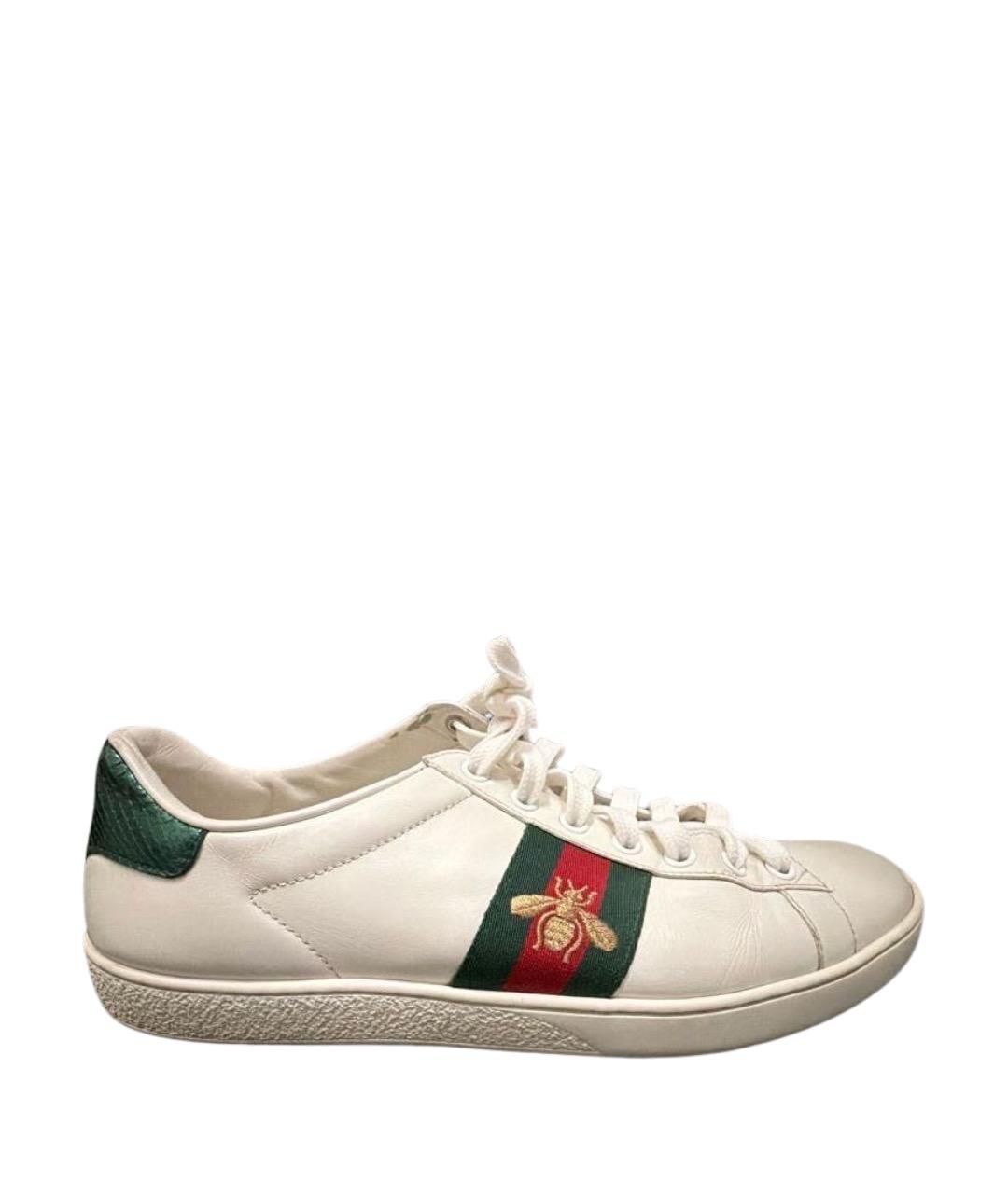 GUCCI Белые кожаные кеды, фото 1