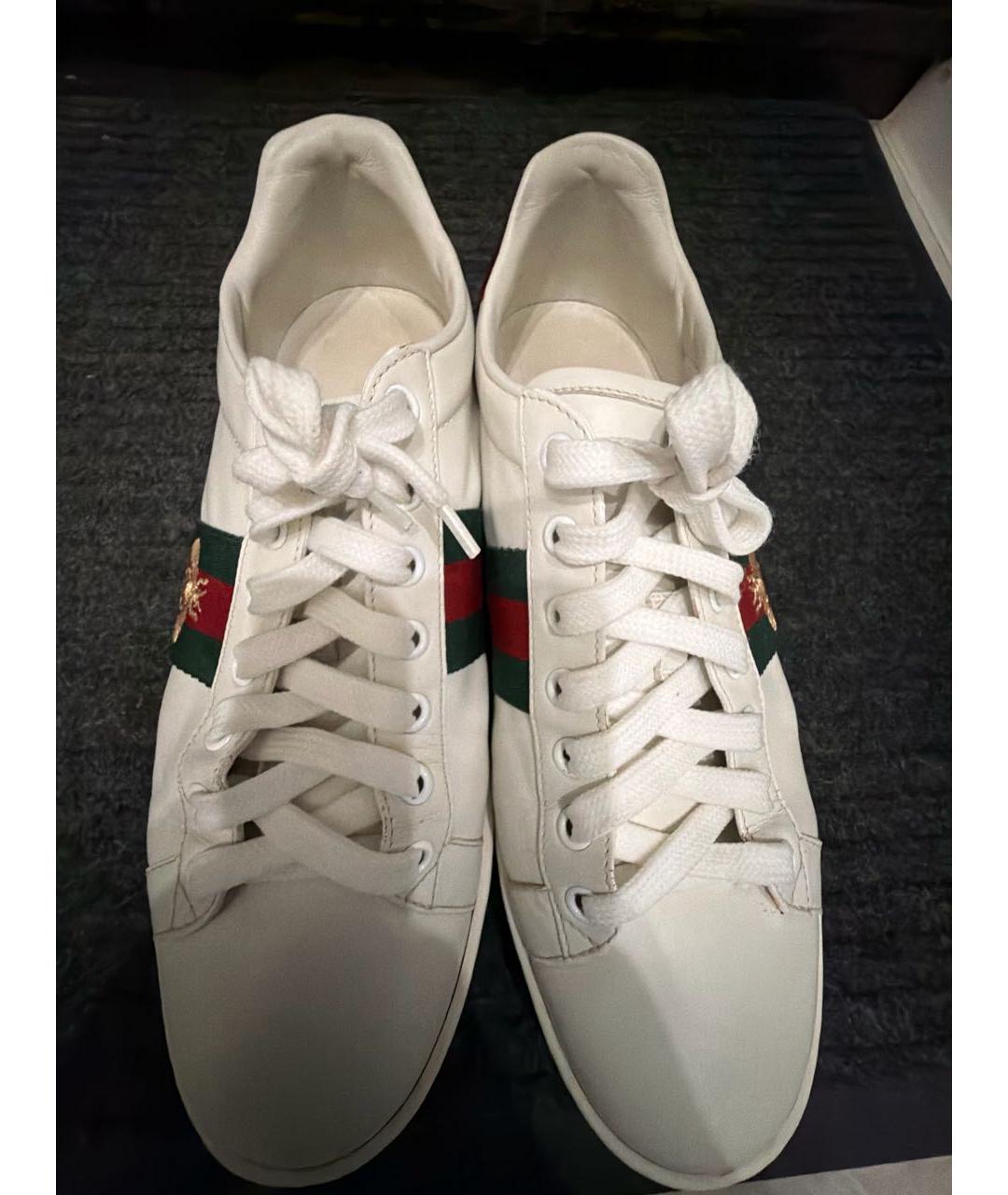 GUCCI Белые кожаные кеды, фото 2