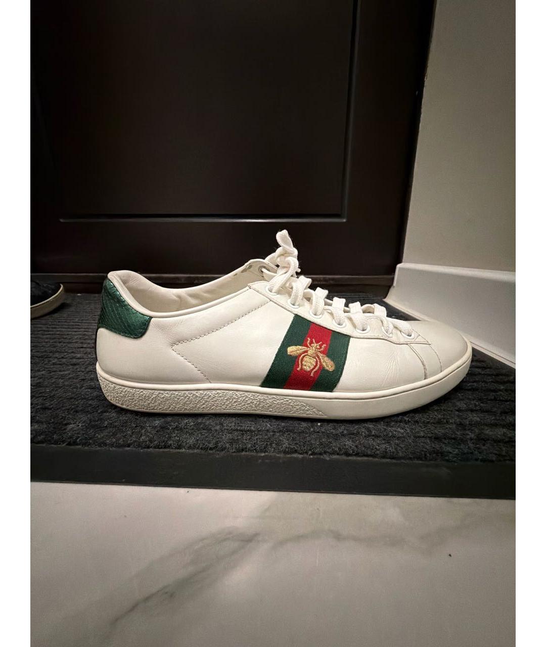 GUCCI Белые кожаные кеды, фото 6
