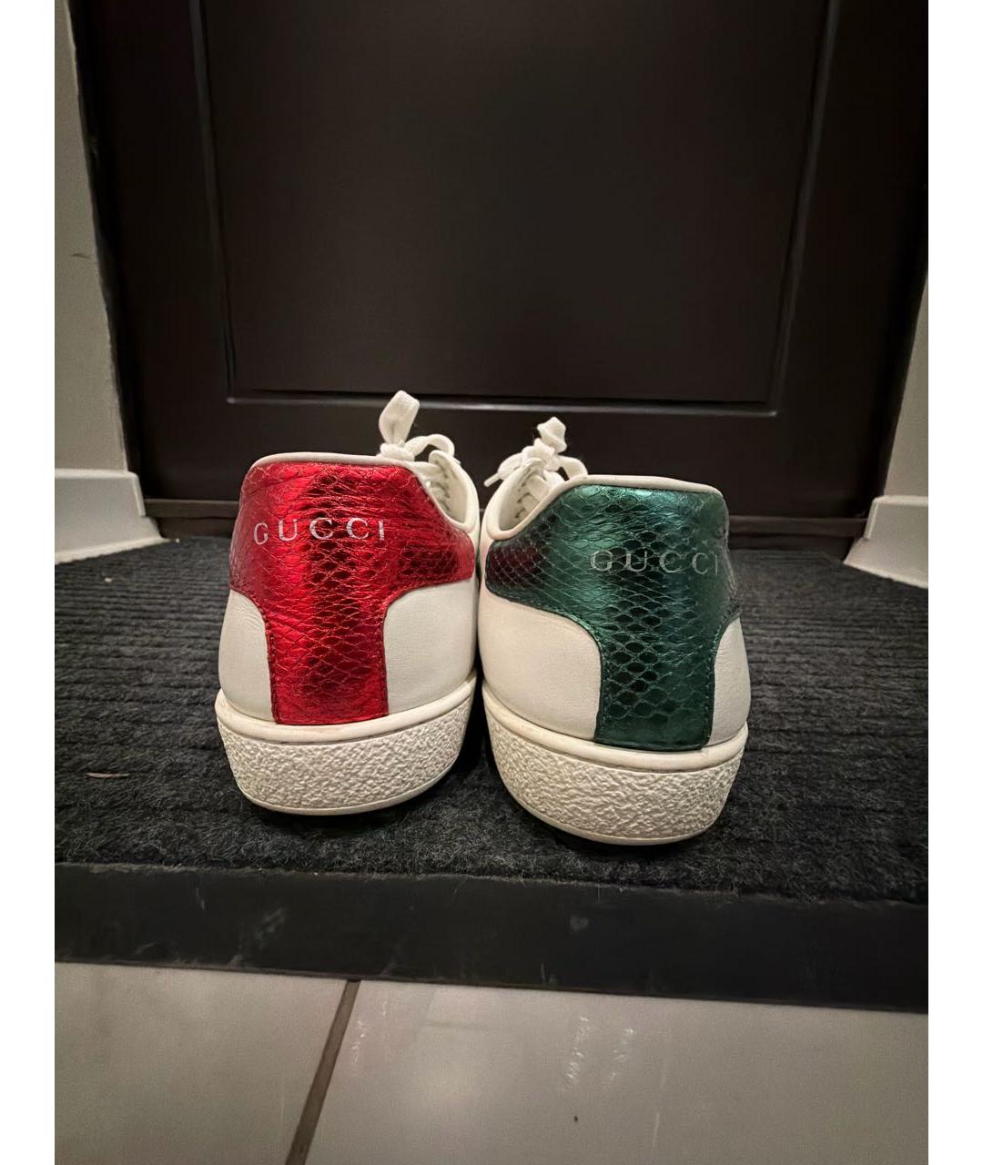GUCCI Белые кожаные кеды, фото 4