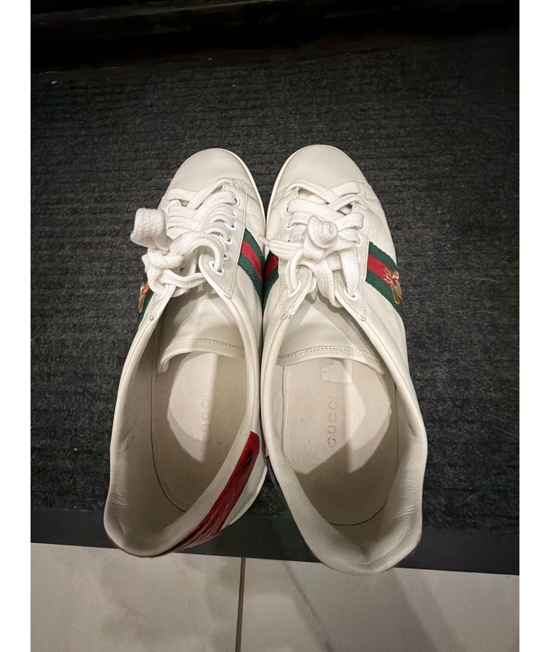 GUCCI Белые кожаные кеды, фото 3