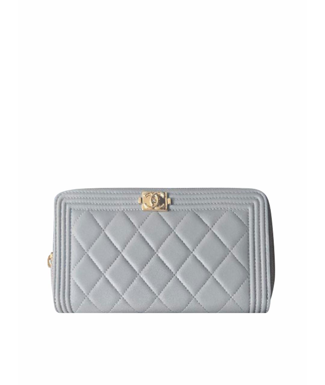 CHANEL Серый кожаный кошелек, фото 1