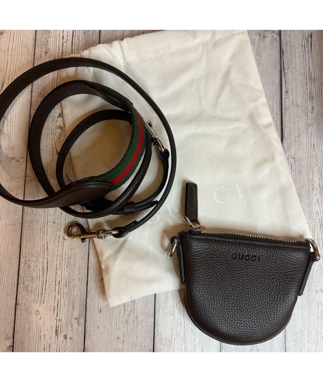 GUCCI Коричневая кожаная сумка на плечо, фото 9