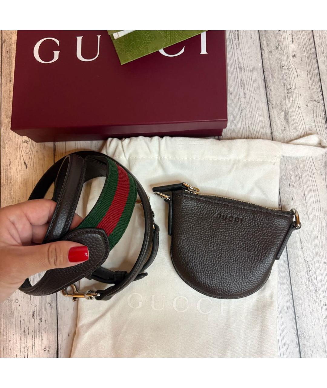 GUCCI Коричневая кожаная сумка на плечо, фото 3