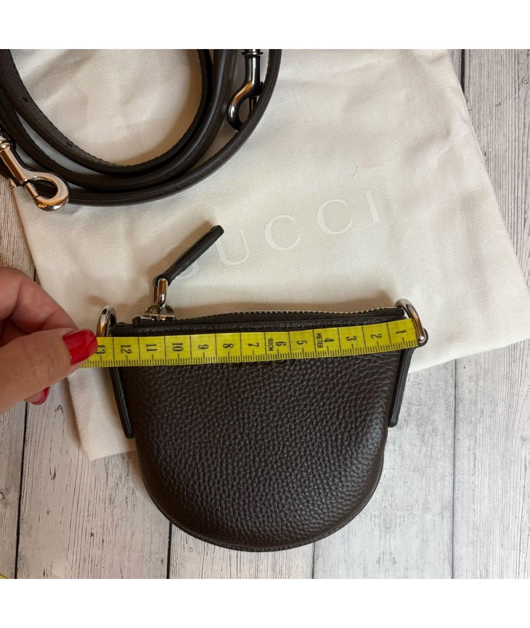GUCCI Коричневая кожаная сумка на плечо, фото 5