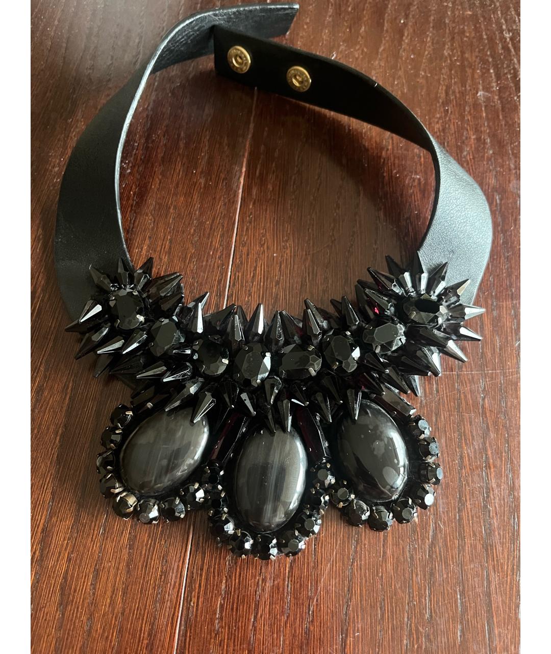 MARNI Черное колье из экзотической кожи, фото 5