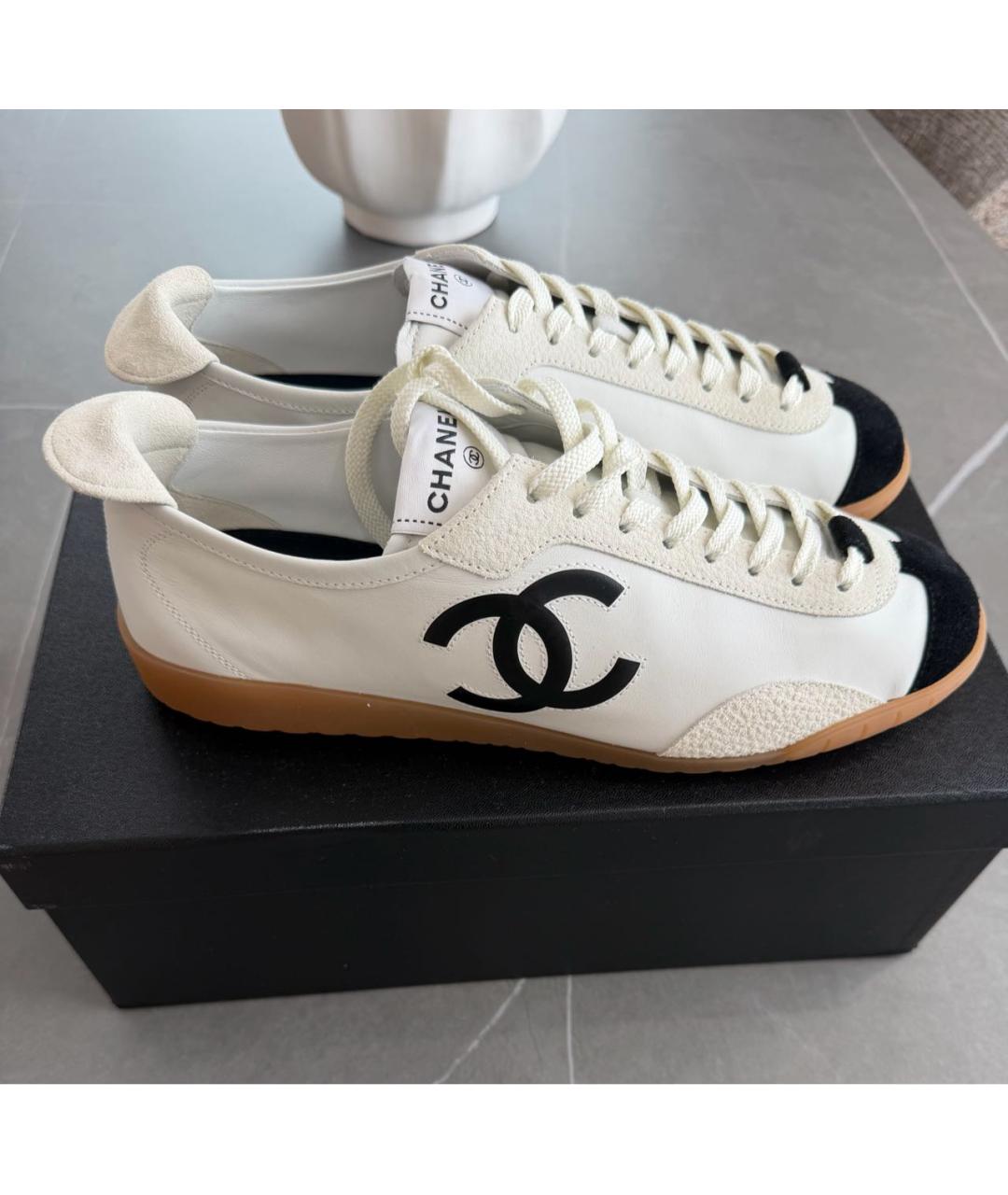 CHANEL Белые кожаные кеды, фото 6