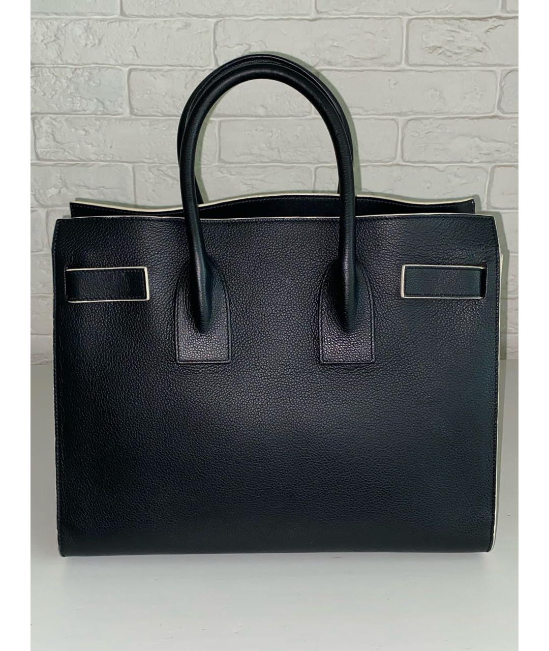 SAINT LAURENT Черная кожаная сумка с короткими ручками, фото 2