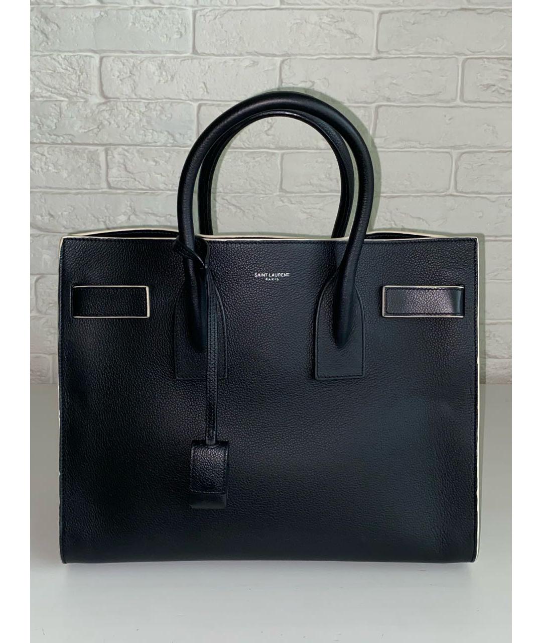 SAINT LAURENT Черная кожаная сумка с короткими ручками, фото 9