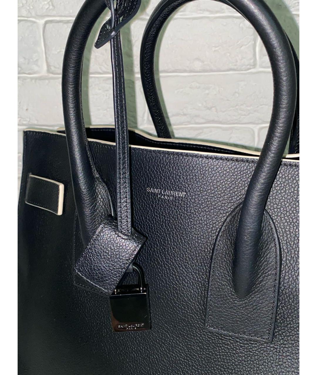 SAINT LAURENT Черная кожаная сумка с короткими ручками, фото 5