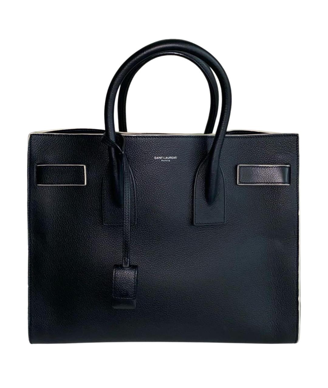 SAINT LAURENT Черная кожаная сумка с короткими ручками, фото 1