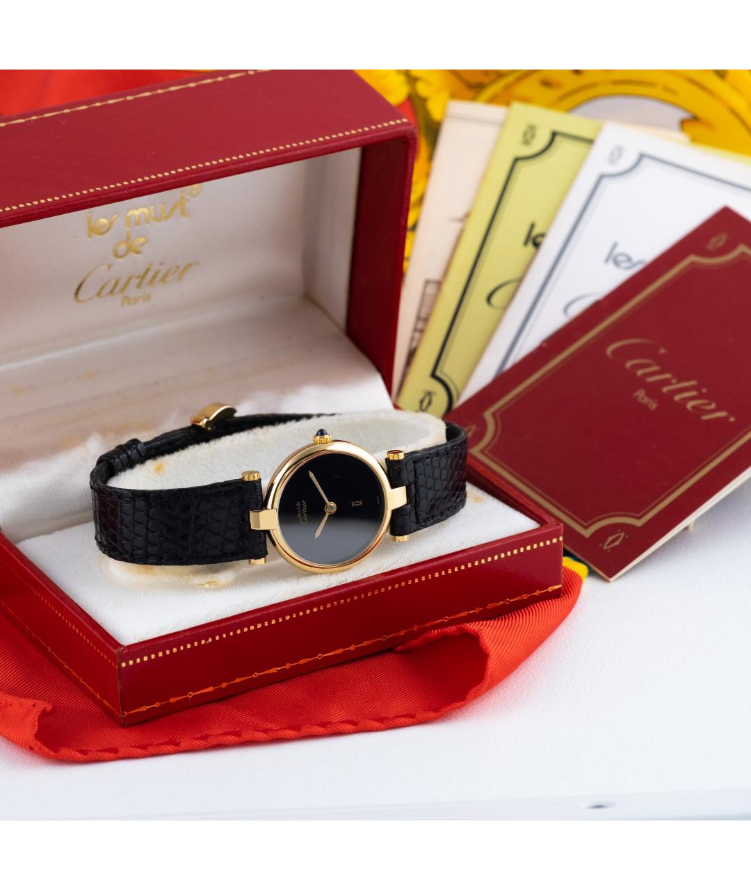CARTIER Черные серебряные часы, фото 9