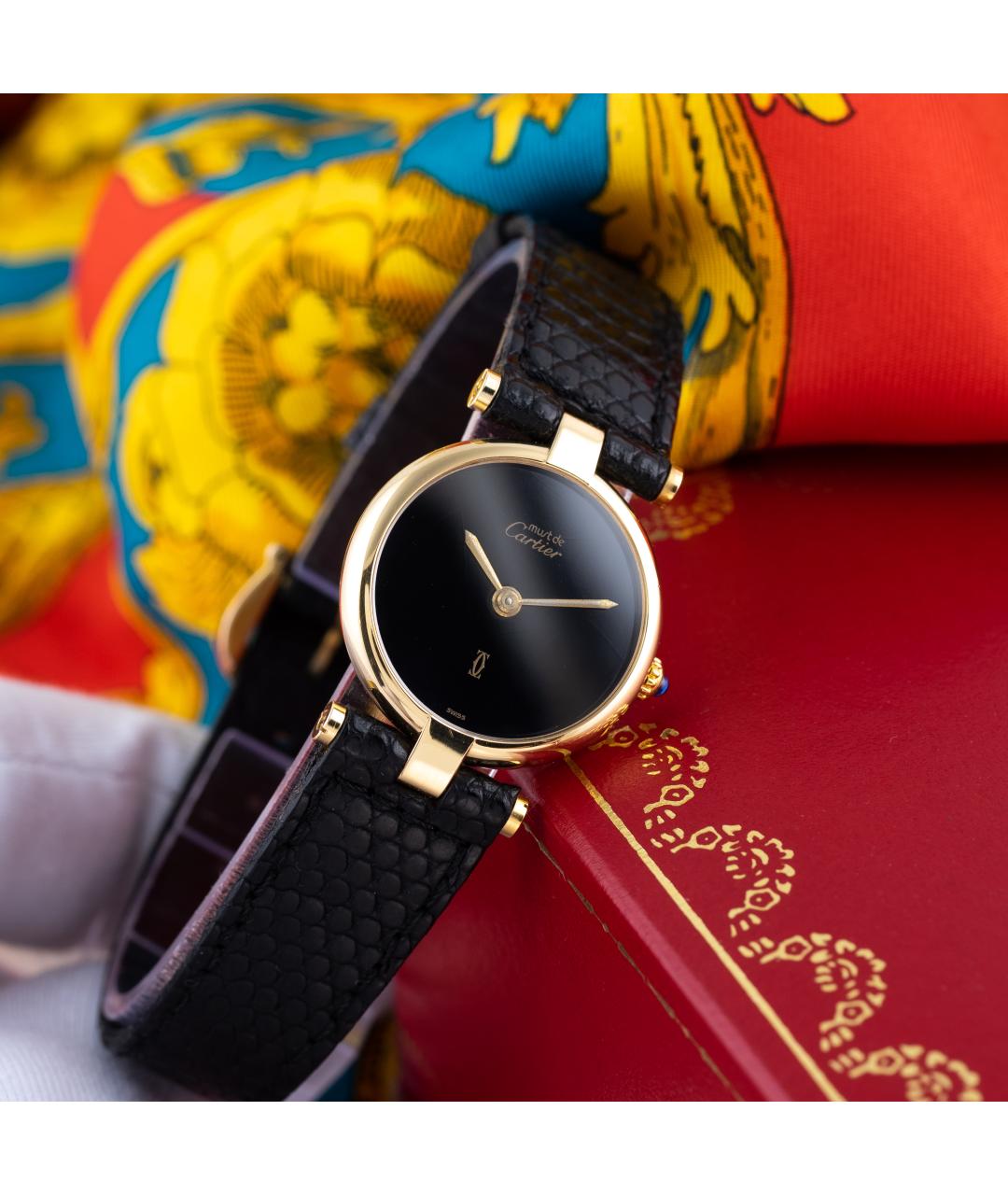 CARTIER Черные серебряные часы, фото 10