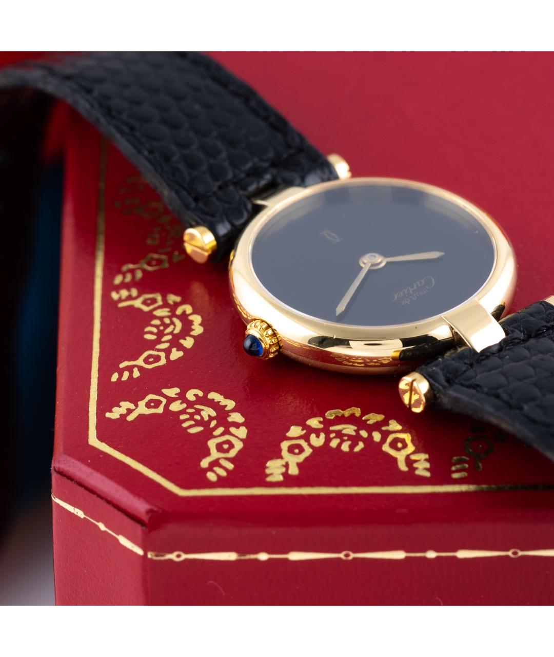 CARTIER Черные серебряные часы, фото 4