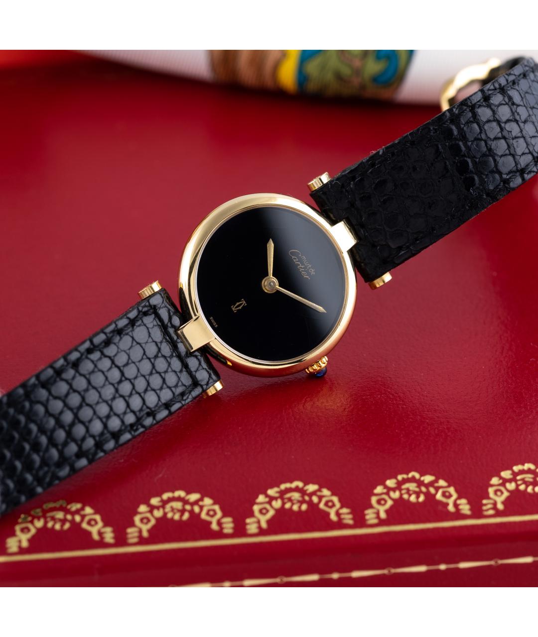 CARTIER Черные серебряные часы, фото 7