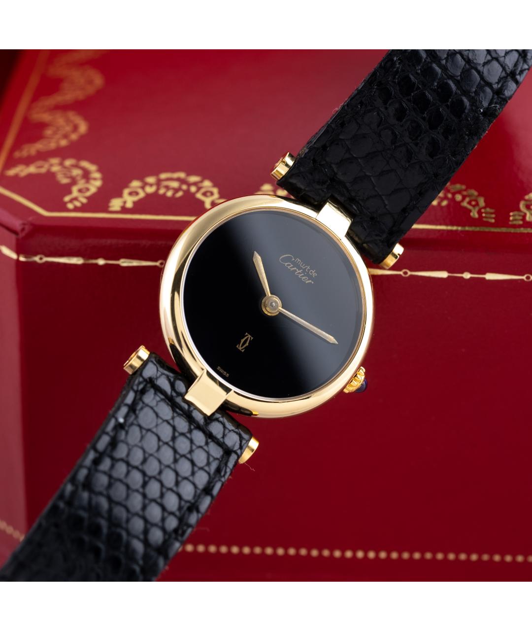 CARTIER Черные серебряные часы, фото 2