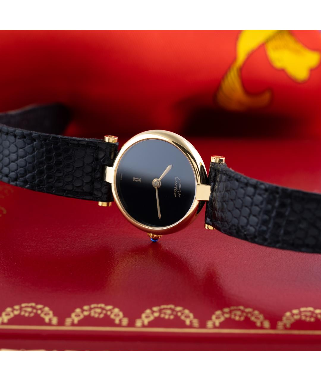 CARTIER Черные серебряные часы, фото 3
