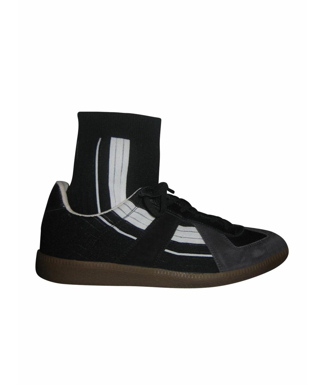 MAISON MARGIELA Черные кожаные низкие кроссовки / кеды, фото 1