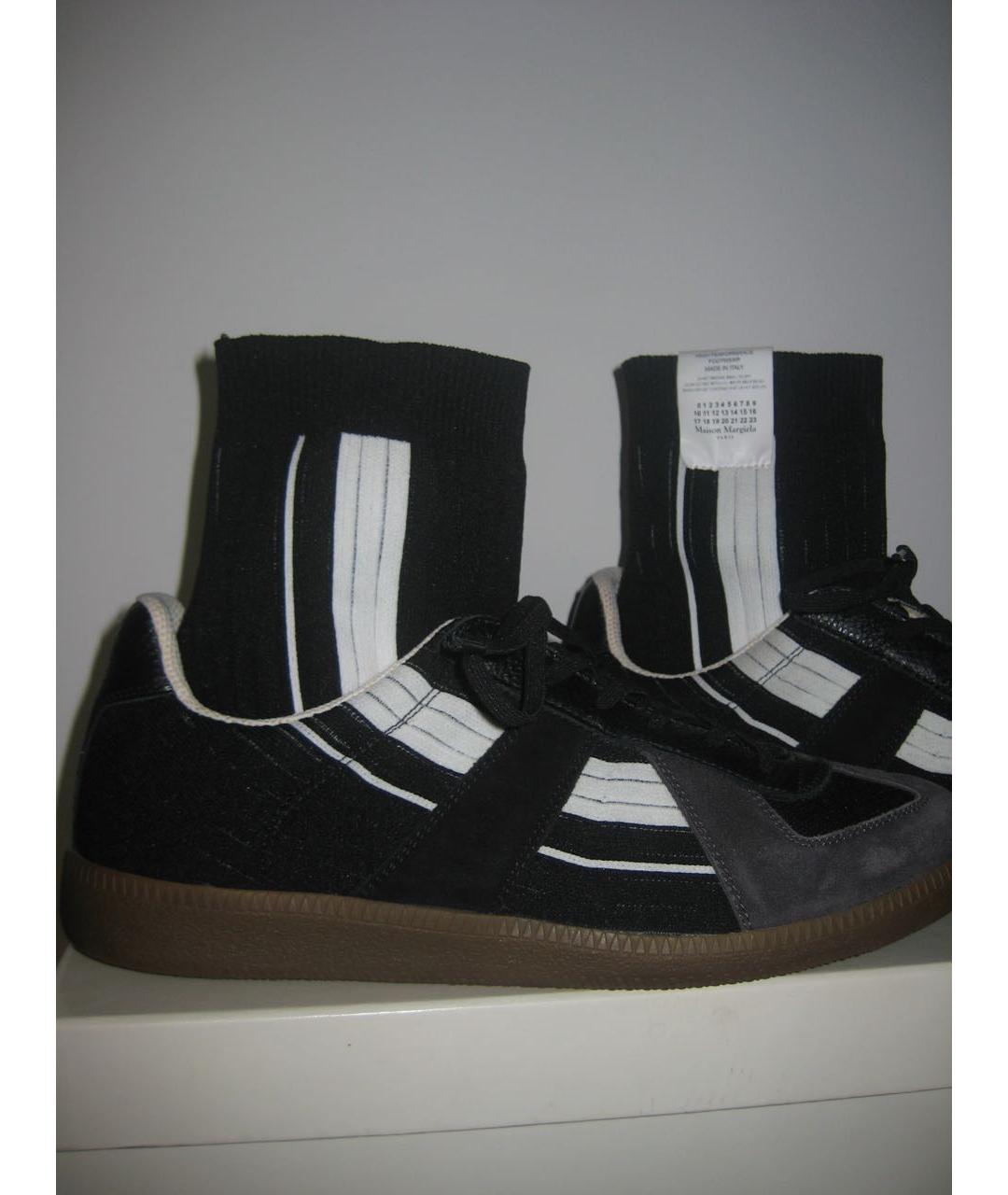 MAISON MARGIELA Черные кожаные низкие кроссовки / кеды, фото 9