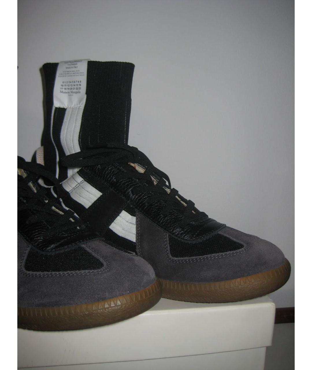 MAISON MARGIELA Черные кожаные низкие кроссовки / кеды, фото 4