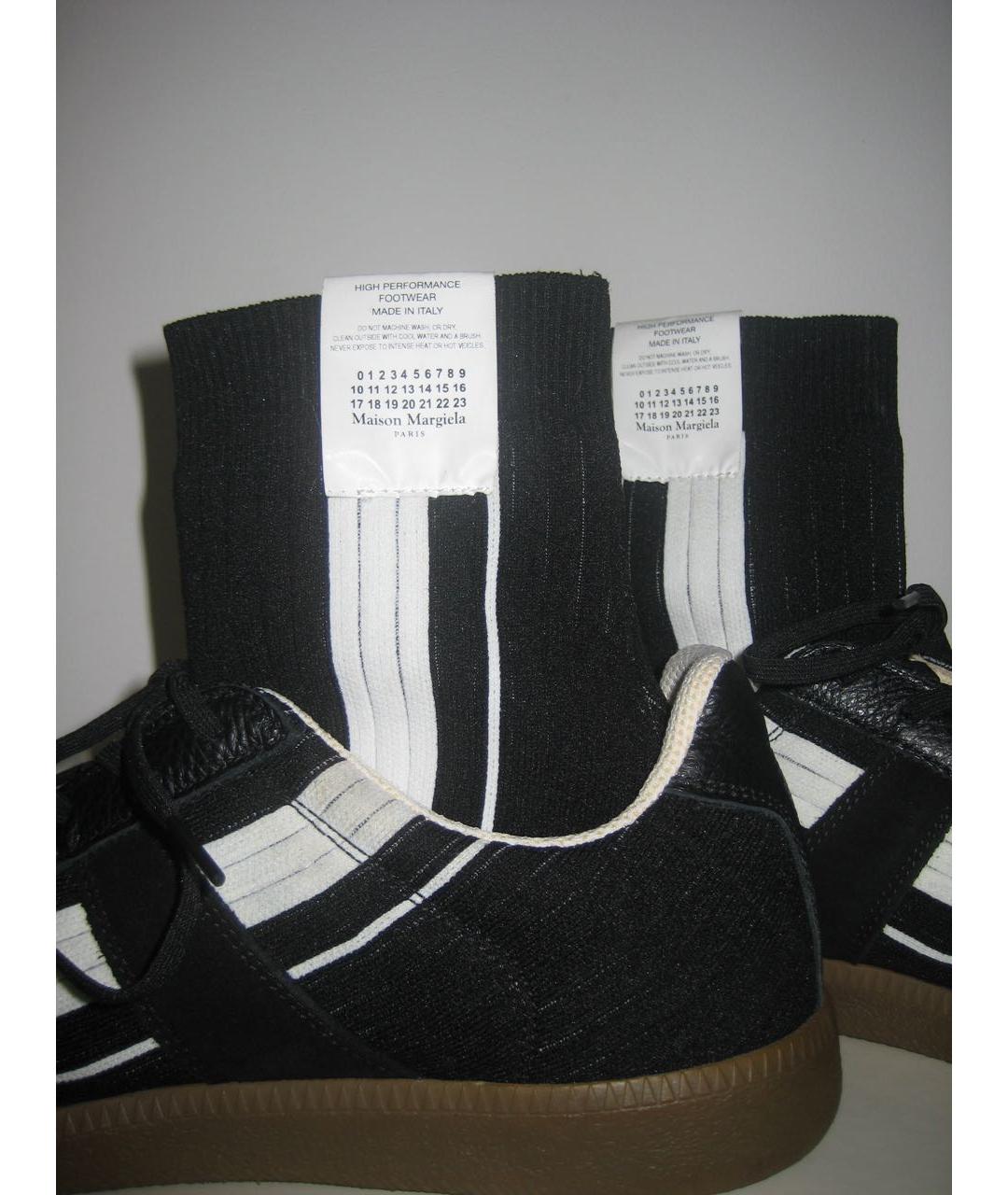 MAISON MARGIELA Черные кожаные низкие кроссовки / кеды, фото 5