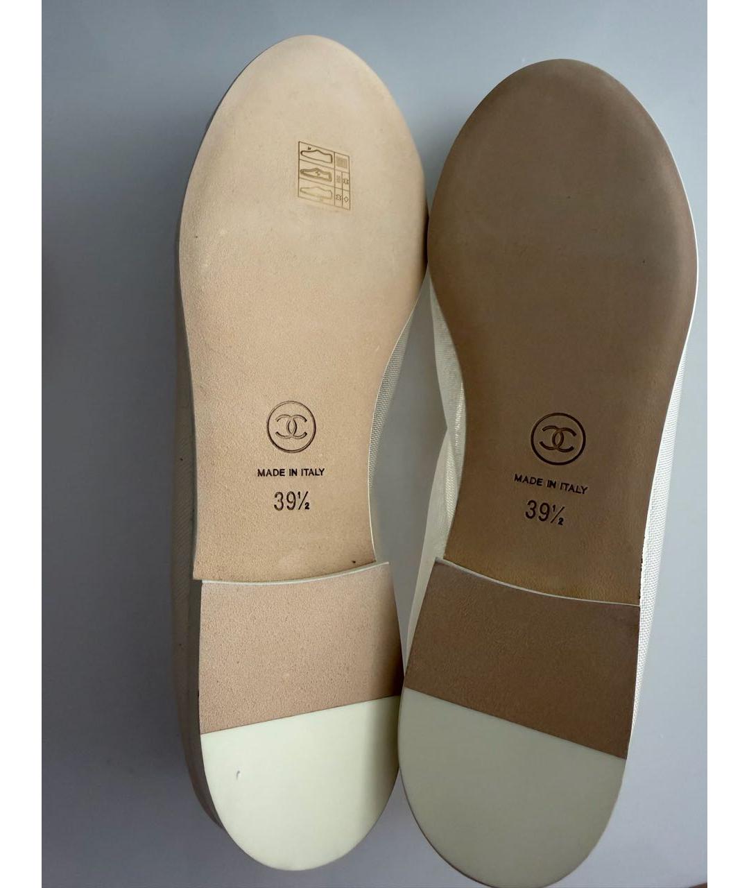CHANEL Белые текстильные балетки, фото 4