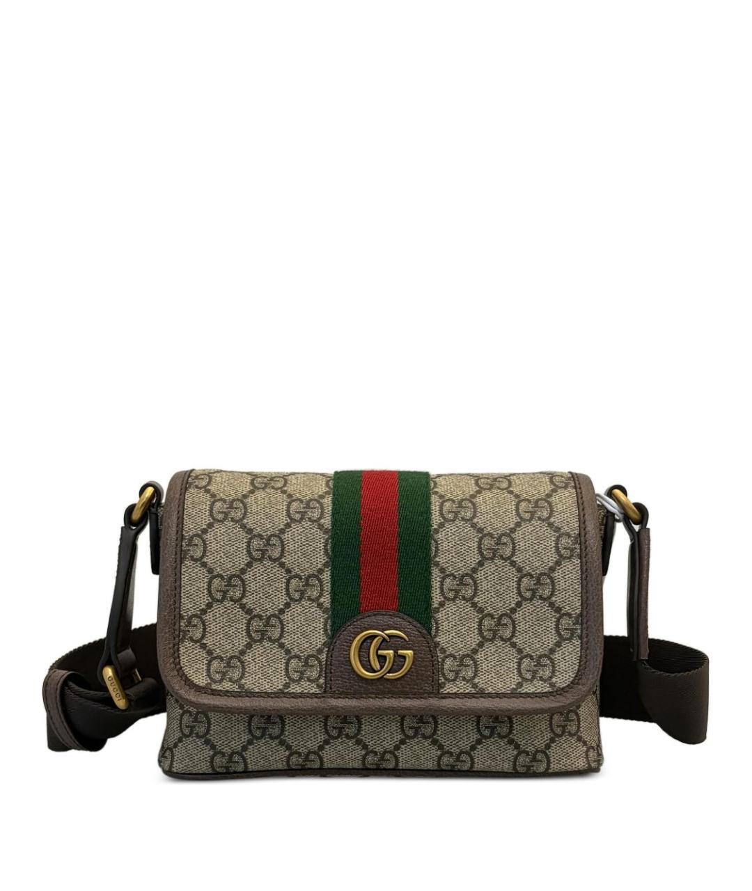 GUCCI Бежевая сумка на плечо из канвы, фото 1